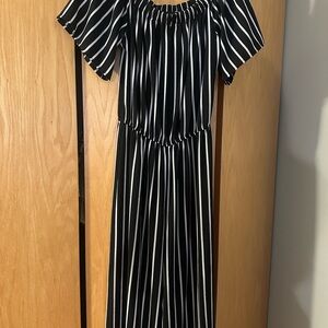 Black and White Striped Jumpsuit